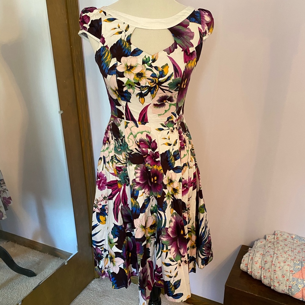Floral a line dress—the brand is Hearts & Roses